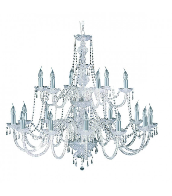 Colgante Hale de 12 luces en cromo y cristal.