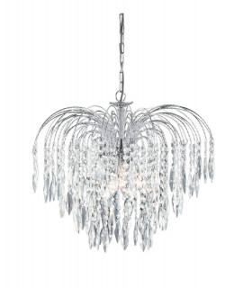 Colgante Waterfall de 5 luces en cromo y cristal.