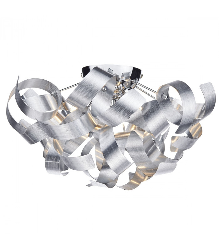 Lámpara de techo Rawley de aluminio cepillado y cromo brillo con 4 luces