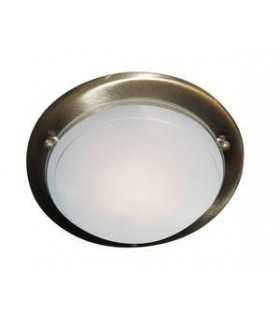 Plafoniera tonda 30 cm, in argento satinato e vetro