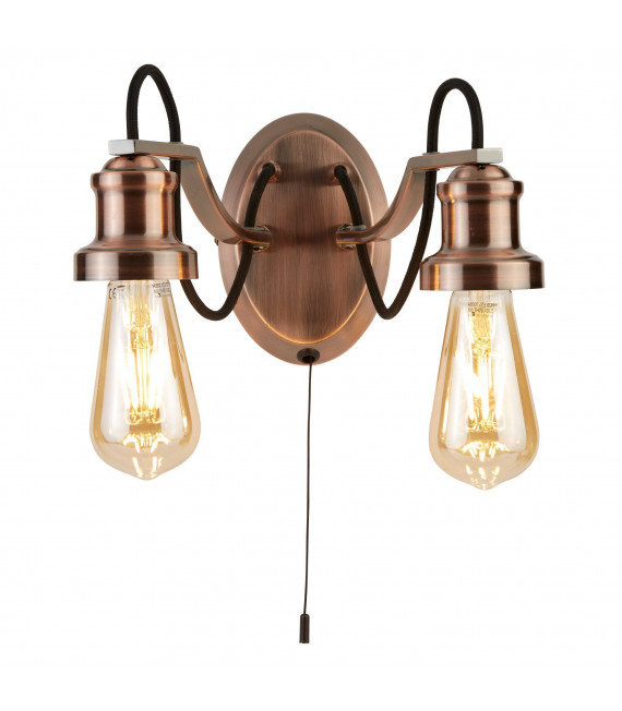 plafonnier ventilateur vintage 2 ampoules e27 max 60w brun patiné