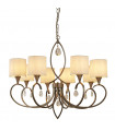 Suspension Alberto, laiton antique et cristal, 5 ampoules