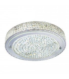 Plafoniera 30 cm Led Vesta, in cromo, cristallo e vetro a specchio