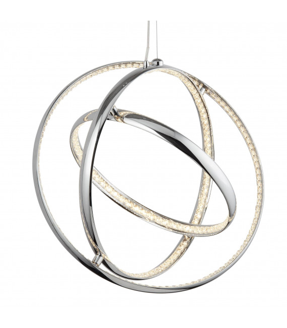Lámpara colgante Anillos, en cromo y cristal, 6 anillos