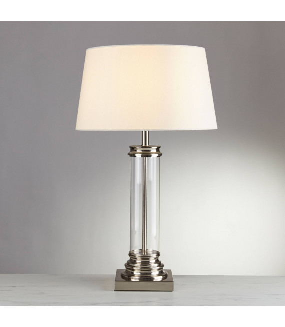 Lámpara de pedestal, latón antiguo y vidrio, con pantalla