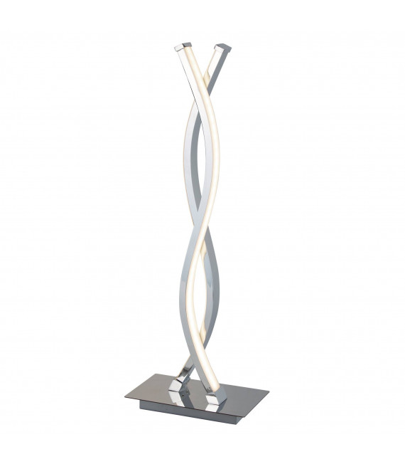 Lampe Pedestal, argent satiné et verre, avec abat-jour