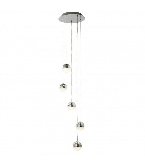 Marmor Pendelleuchte, Chrom und Glas, 1 Glühbirne
