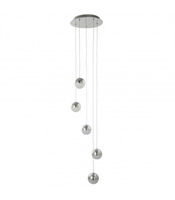 Lampada a sospensione in marmo, cromo e vetro, 1 lampadina