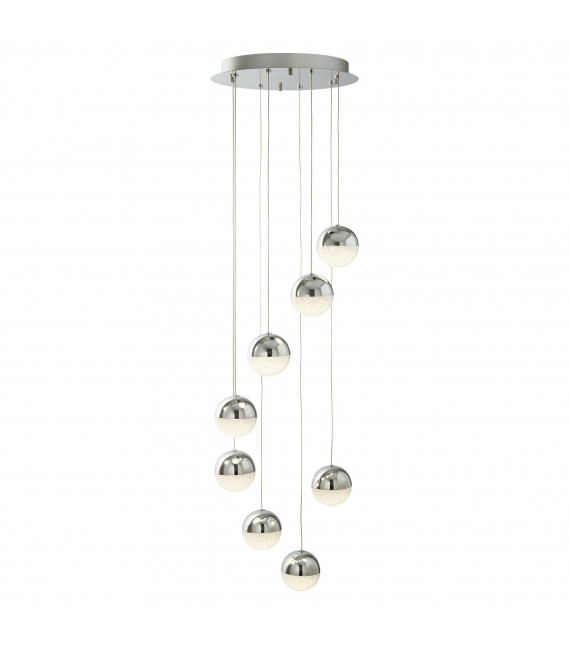 Marmor Pendelleuchte, Chrom und Glas, 5 Glühbirnen