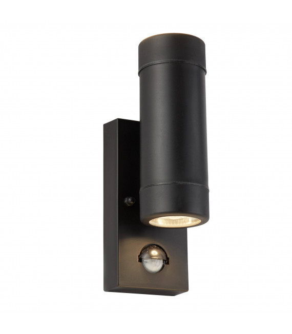 Lampada da parete a led per esterni con rilevatore, acciaio inossidabile e vetro