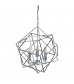 Suspension 4 ampoules Cube, en chrome et cristal