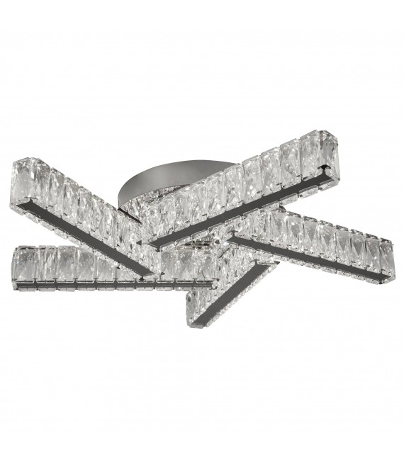 Plafonnier 14W Clover, en chrome et cristal
