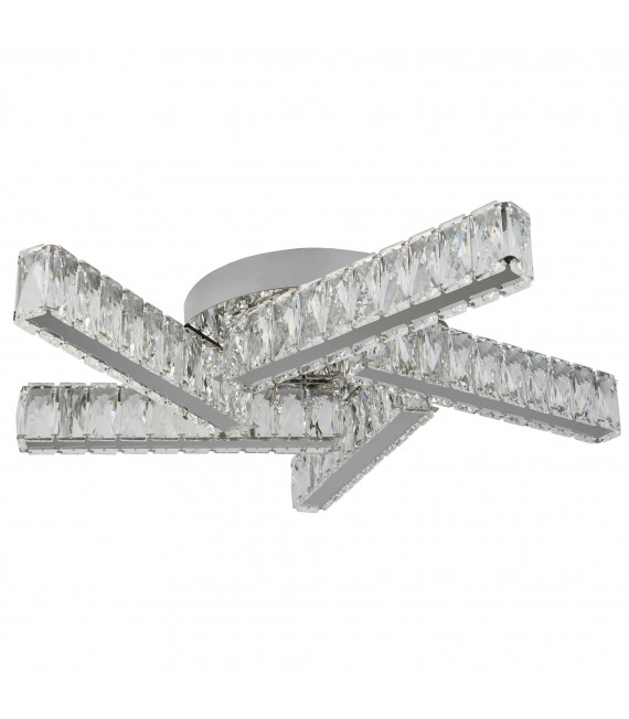 Plafón Clover 14W, en cromo y cristal.
