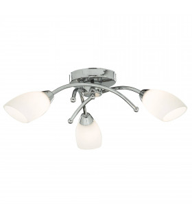 Lampada da soffitto a 3 lampadine Opera, in ottone anticato e vetro