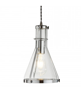 Suspension 21 cm Pendant, en chrome et verre