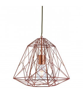 Lampada a sospensione 1 lampadina Gabbia geometrica, rame