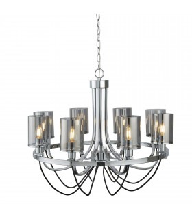 Catalina Pendelleuchte, Chrom und Rauchglas, 5 Glühbirnen