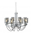 Suspension Catalina, chrome et verre fumé, 5 ampoules