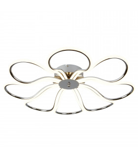 Plafón de follaje, cromo y acrílico, 86 cm.