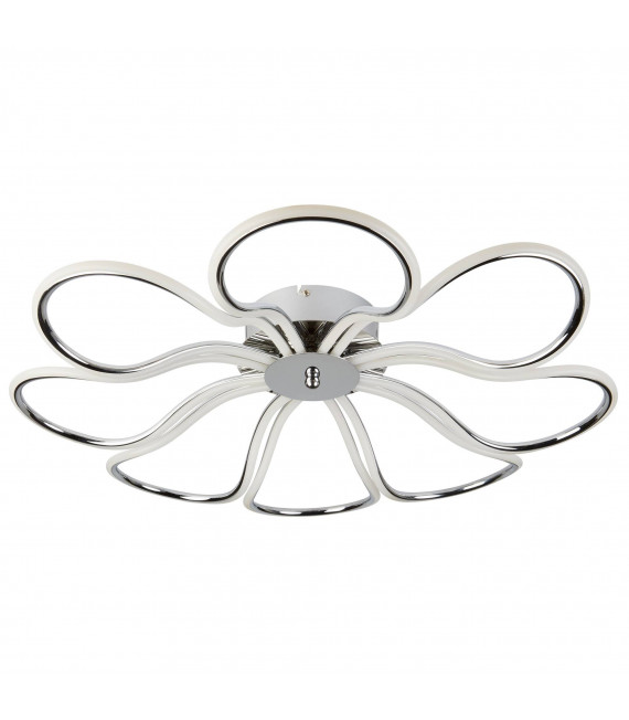 Plafoniera fogliame, cromo e acrilico, 86 cm