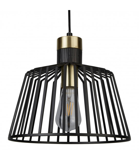 Lampada a sospensione 1 lampadina Bell Cage, nera