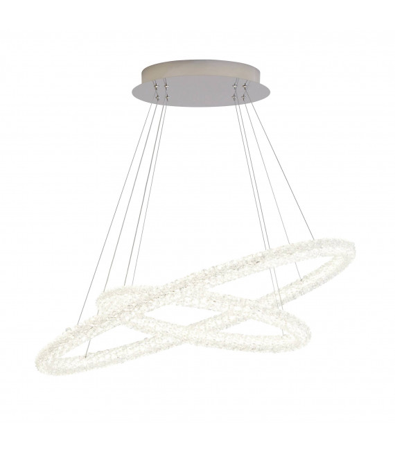 Lampada a sospensione Circle, in cromo e cristallo, 54 cm