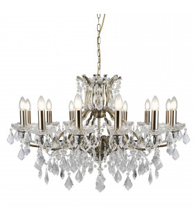Suspension Paris, laiton antique et cristal, 8 ampoules