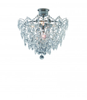 ROSENDAL Plafón de cristal cromo 4 bombillas