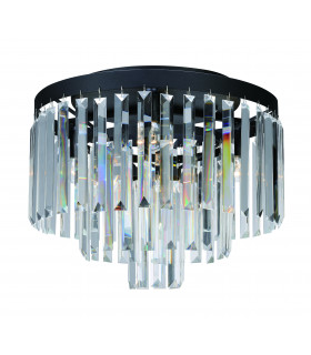 Plafón de cristal VENTIMIGLIA Negro 4 bombillas