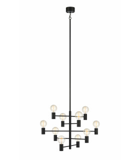 PARIS Lampada da soffitto nera 10 lampadine