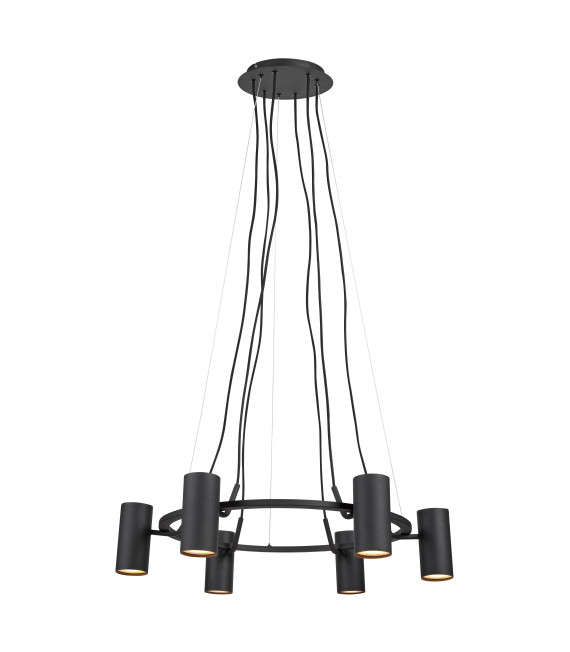 Plafonnier PORTO Noir 6 ampoules