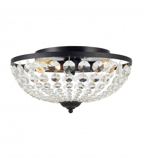 Crystal ceiling light GRÄNSÖ Black 3 bulbs