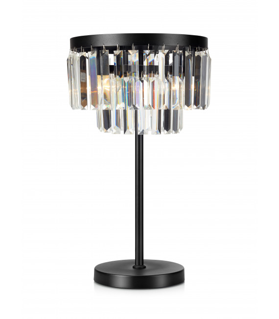 Lampe de table en cristal VENTIMIGLIA Noire 3 ampoules