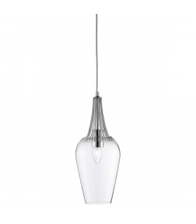 Lámpara colgante Whisk, en cromo y vidrio.
