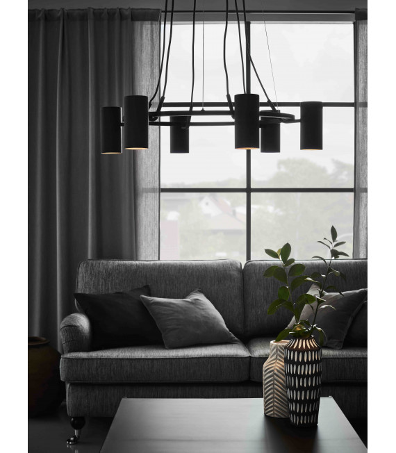 Plafoniera PORTO nera 6 lampadine