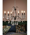 Crystal ceiling light MARY Black 6 bulbs