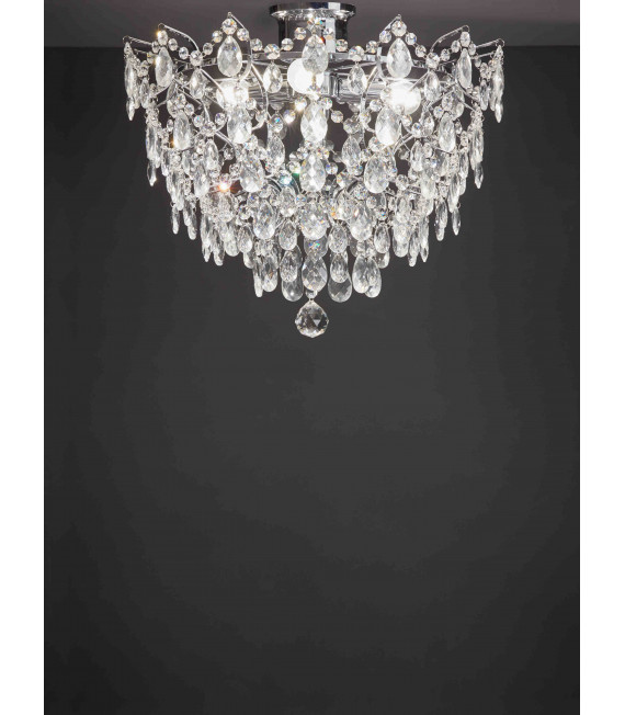 Plafonnier en cristal ROSENDAL chromé 4 ampoules