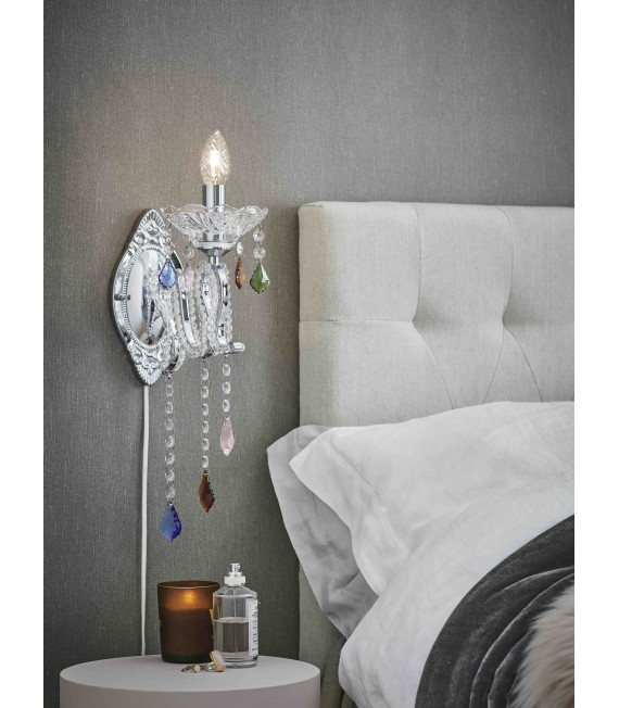 CARAMEL crystal wall light chrome 1 bulb