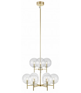 CROWN ceiling lamp Brushed brass 9 bulbs