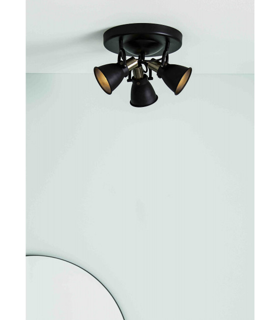 Plafoniera ALTON nera 3 lampadine