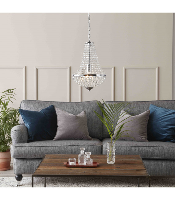 GRÄNSÖ Kristall Deckenleuchte Chrom 1 Glühbirne