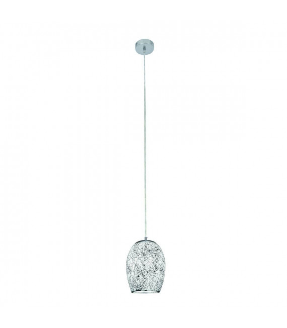 Ciondolo Crackle a 1 luce, in cromo e vetro bianco