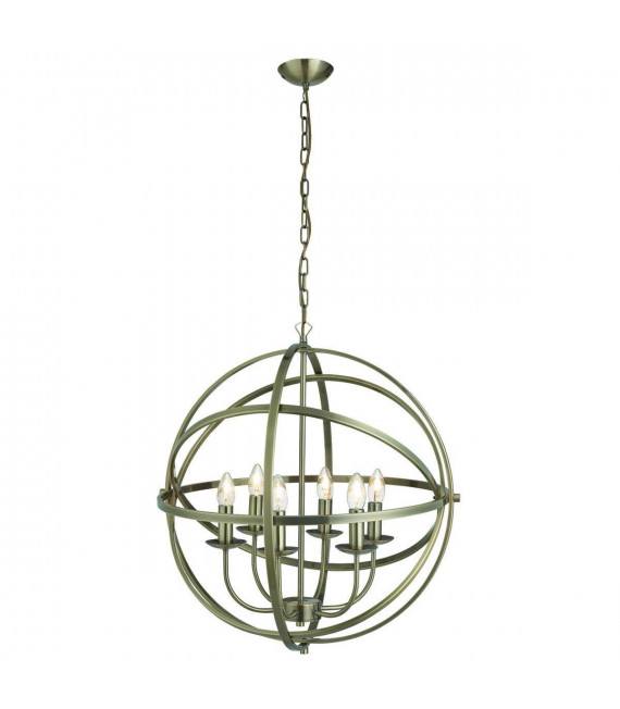 Lampada a sospensione 6 lampadine Orbita, in ottone antico