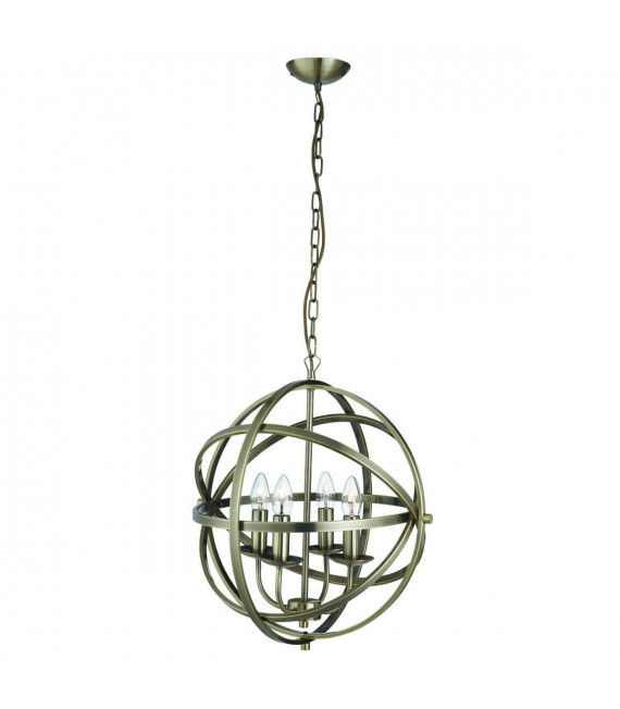 Lampada a sospensione 4 lampadine Orbita, in ottone antico